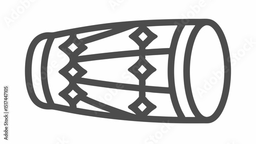 Rhythmic heartbeat A cultural drum awaiting a celebratory beat simple monochrome contour line style