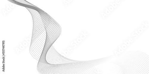 Futuristic technology and sound wave pattern of digital and communication technology, monochrome thin lines, abstract interlacing lines and points digital connection of digital and modern technology.