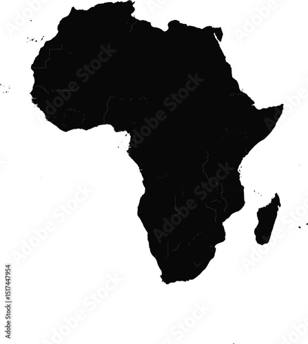minimal black african continent silhouette map with madagascar outline