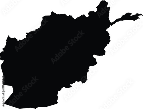 Silhouette map of Afghanistan, black outline vector illustration for design and educational use