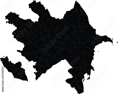 Title: Silhouette map of Azerbaijan, black outline vector illustration for design and educational use