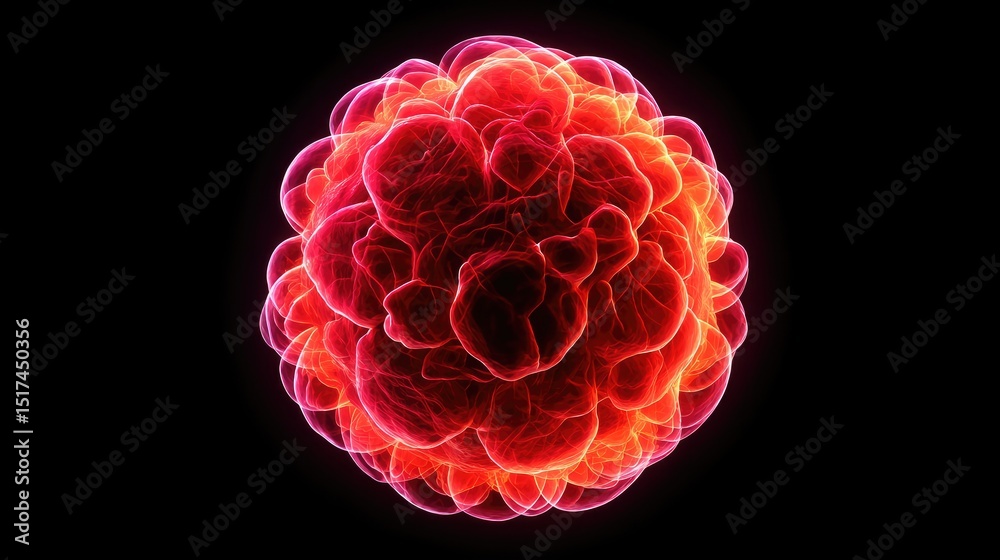 Obraz premium Abstract glowing sphere of vibrant red and orange colors.