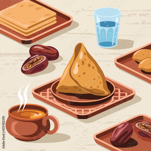 Ramadan Kareem vector illustration of a breakfast