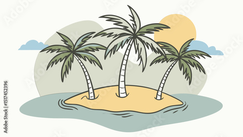 Serene Tropical Island. Palm Trees. Sunset. and Ocean Breeze