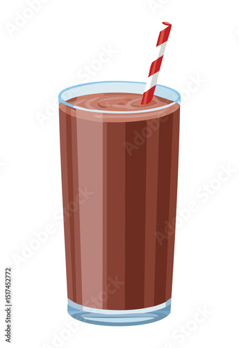 Brown Chocolate Milk Glass - Vector Illustration