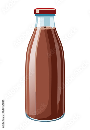 Brown Chocolate Milk Bottle - Vector Illustration