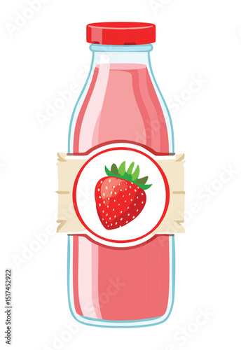 Strawberry Bottle Design - Vector Illustration