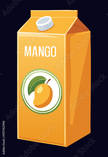 Yellow Mango Juice Carton - Vector Illustration