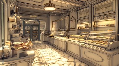 A noble-looking bakery with soft classical music and the scent of fresh butter