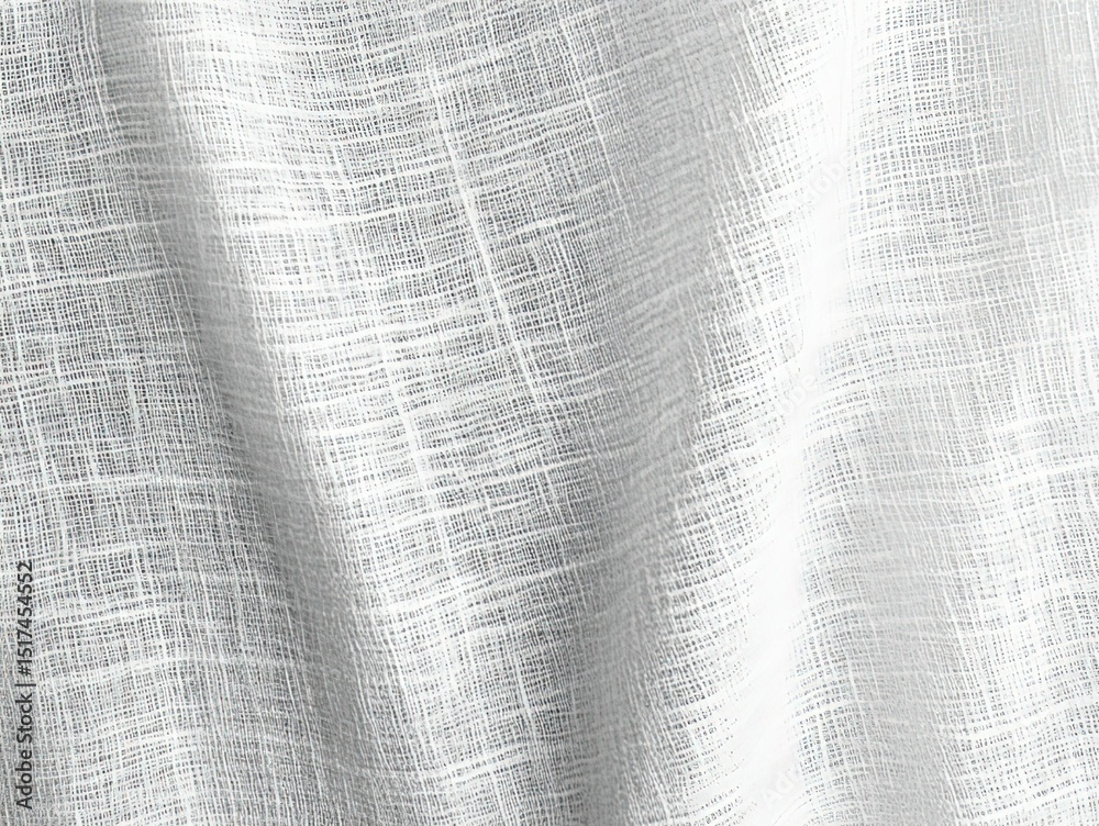 Obraz premium Macro white linen texture with woven cotton-rope details, natural undulations and fabric folds on neutral backdrop, for sustainable home decor and artisanal craft designs
