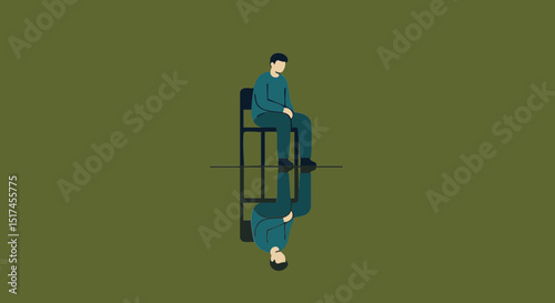 Equal rights movement man sitting chair reflection art illustration modern minimalist design digital artwork concept image 100