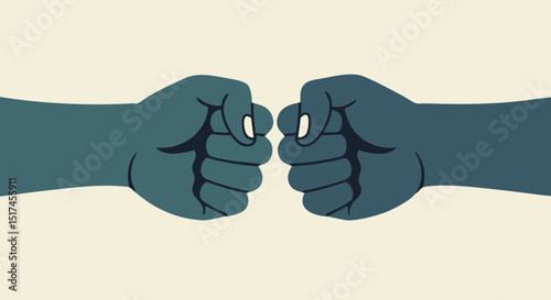 Equal rights movement two fists bumping concept for teamwork partnership collaboration and agreement vector illustration design