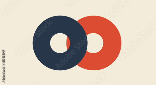 Equal rights movement abstract overlapping circles design in blue and red for modern logo or graphic element use case design