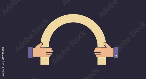 Equal rights movement hands holding arch shape illustration for graphic design and creative projects and artistic representation