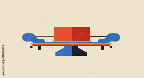Equal rights movement illustration of a carnival ride with red cube and blue seats for amusement park design and fun fair games
