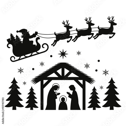 santa claus and christmas tree