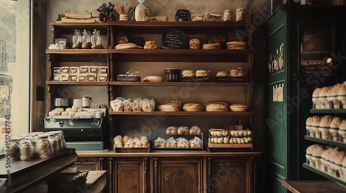 A nostalgic bakery with elegant chandeliers and a vintage cash register