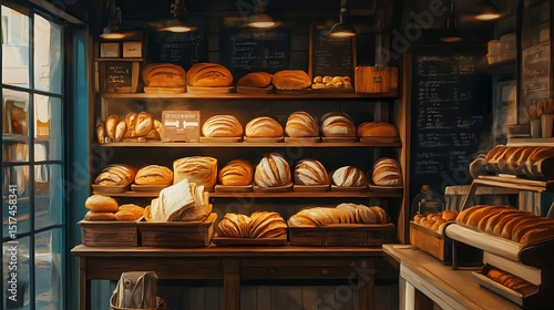 A nostalgic bakery with elegant chandeliers and a vintage cash register