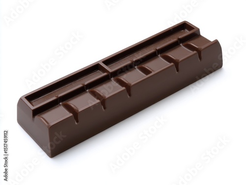 Unwrapped milk chocolate bar on white background