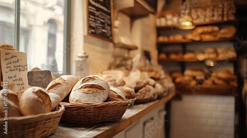 A nostalgic boulangerie where fresh bread fills the air with warmth and comfort