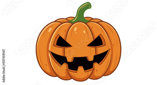 Halloween pumpkins, some with carved faces expressing various emotions, in a playful and whimsical style.