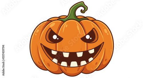 Halloween pumpkins, some with carved faces expressing various emotions, in a playful and whimsical style.