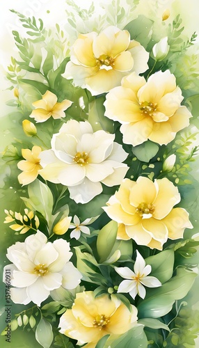 Vibrant Watercolor Floral Bouquet in Soft Pastels