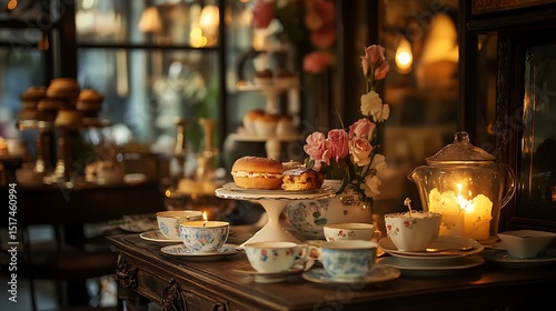 A nostalgic patisserie with intricate patterns on the walls and warm, flaky croissants