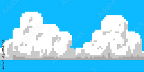 pixel cloud icon vector for sky scene, digital weather, and retro game interface. Ideal for 8-bit art, cloud group display, and pixel-style forecast or vapor sky scene illustration.
