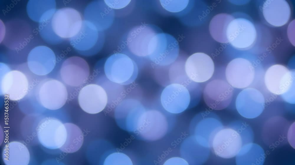 Blue and purple bokeh lights smoothly moving across the frame for festive atmosphere. seamless loop