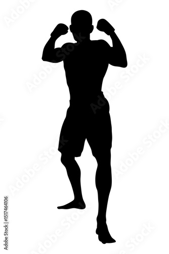 Silhouette of an MMA fighter in a fighting stance