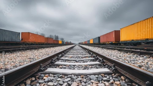 Railway track with cargo containers for efficient container