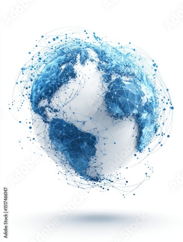 Global network, digital world map