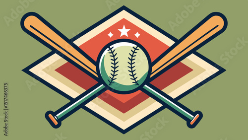 Classic baseball emblem celebrating American sports featuring crossed bats with bold line art on