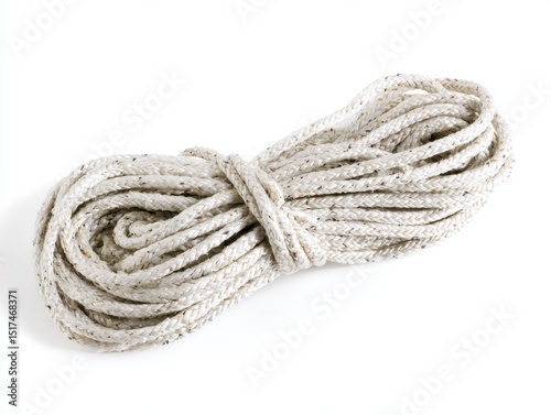 climbing rope coiled on a white background