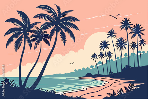Tropical Twilight: Coconut & Palm Silhouettes