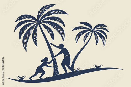 Dual Palm Silhouettes: Clean Vector Design