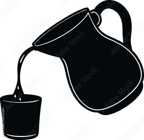 pitcher pouring liquid vector illustration