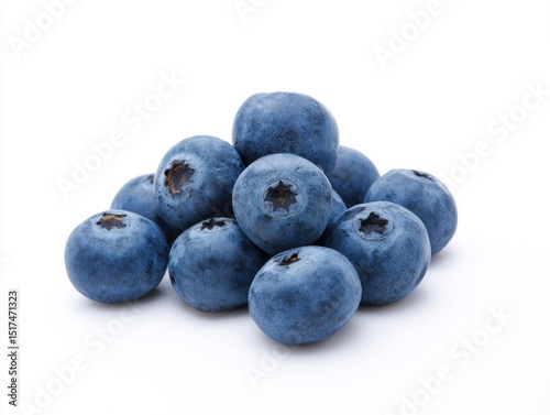 Fresh ripe blueberries pile isolated on white background
