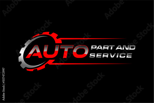 Automotive industry logo with gear, for garage workshop icon symbol, vector logo design
