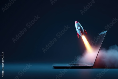 Rocket launching from laptop screen (2)