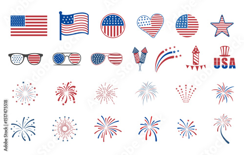 4th of July SVG Bundle, Fireworks SVG, Independence Day Svg, 4th of July Vector, 4th of July Fireworks Vector, 4th of July Elements Vector. 