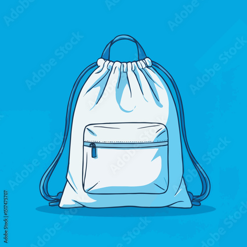 Drawstring backpack on blue background