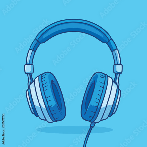 Blue headphones on a light blue background