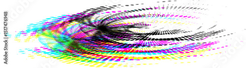 Radiant dotted frame with rainbow shadow or trace. Copy space for text. Vector.