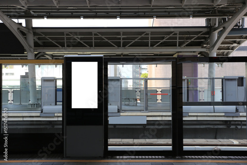Fototapeta Naklejka Na Ścianę i Meble -  Blank digital poster at the BTS skytrain station