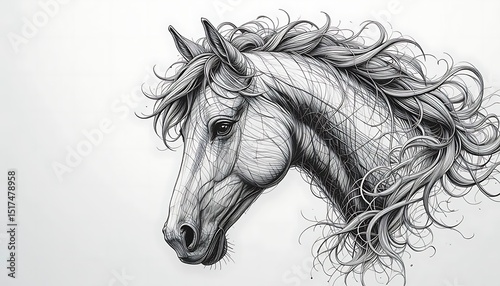 horse head sketch on white paper