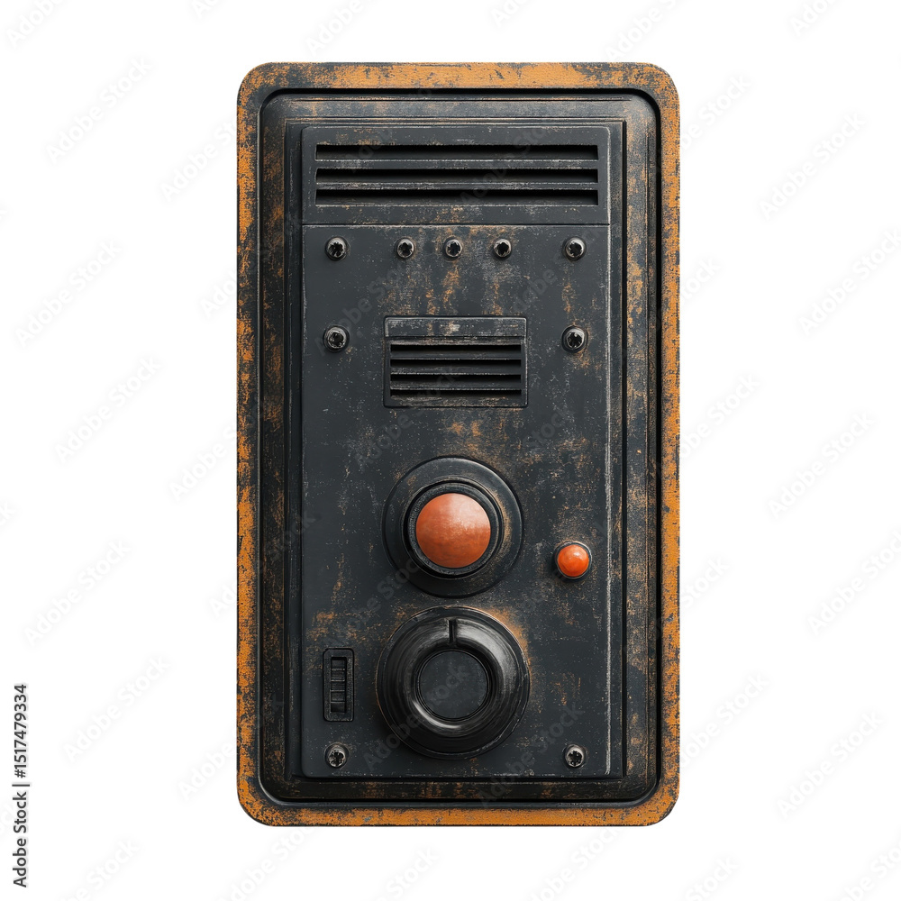 Fototapeta premium Desolate future control panel a relic of forgotten machinery awaits on transparent background