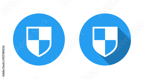 Shield protection icon with long shadow. Defense, safety sign symbol