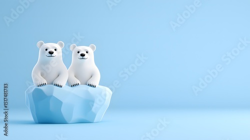 Adorable Polar Bears on Ice Floe, Climate Change